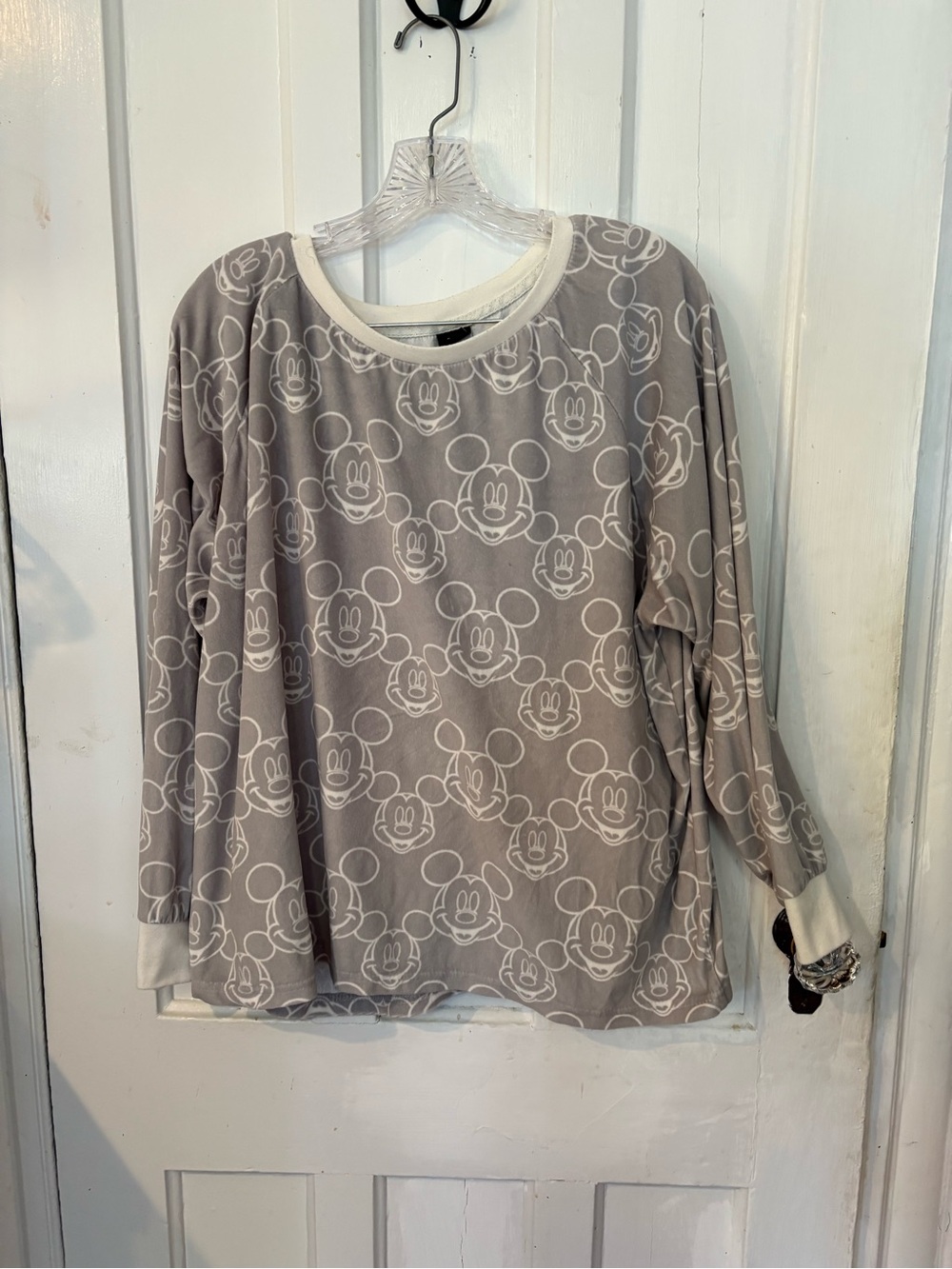 Disney Gray Mickey Mouse Outline Crewneck Sweatshirt with White Trim